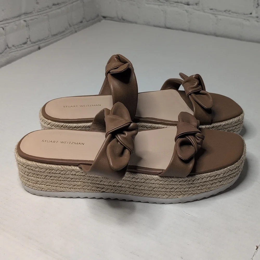 Stuart Weitzman Bandeau Espadrille Platform Slide Sandals